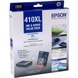 Epson 410XL Claria Premium Ink Cartridge High Yield Value Pack Of 5 Assorted Colours