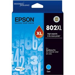 Epson 802XL DURABrite Ultra Ink Cartridge High Yield Cyan