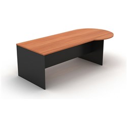 OM P Shape Desk 2100W x 900/1050D x 720mmH Cherry And Charcoal