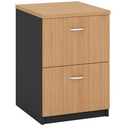 OM Filing Cabinet 2 Drawer 468W x 510D x 720mmH Beech And Charcoal