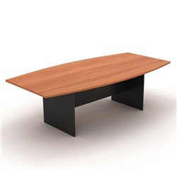 OM Boat Shape Boardroom Table 2400W x 1200D x 720mmH Cherry And Charcoal