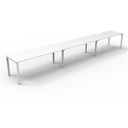 Rapidline Deluxe Infinity Desk Profile Leg Single Sided 3 Person 5400mmW White/White