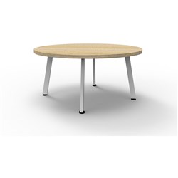 Rapidline Eternity Round Coffee Table 900D x 450mmH Oak Top White Base