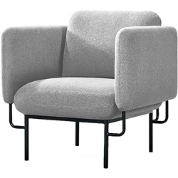 Rapidline Capri Lounge Chair 1 Seater Steel Black Base Light Grey Seat