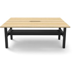 Rapidline Boost Static Back To Back Workstation+Tray 2 Person 1500Wx1500Dx730mmH Oak/Black