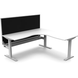 Rapidline Boost Static Corner Workstation + Screen + Cable Tray 1800/1500mmW White/White