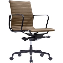 Volt Boardroom Low Back Chair With Arms Tan PU