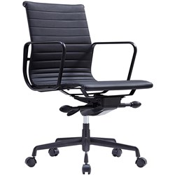 Volt Boardroom Low Back Chair With Arms Black PU
