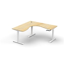 Rapidline Boost Manual Height Corner Workstation 1500/1500W x 750D x 705-1155mmH Oak/White