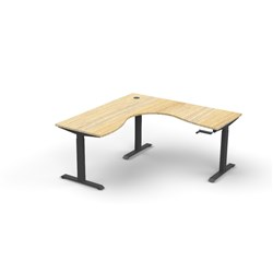 Rapidline Boost Manual Height Corner Workstation 1800/1800W x 750D x 705-1155mmH Oak/Black