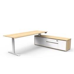 Rapidline Boost+ Executive Desk + RHS Cabinet 2270W x 1936D x 620-1270mmH Oak/White