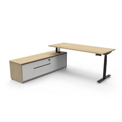 Rapidline Halo+ Executive Desk + LHS Cabinet 2020W x 2011D x 620-1270mmH Oak/Black