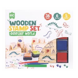 Educational Colours Wooden Stamp Set Dinosaurs
