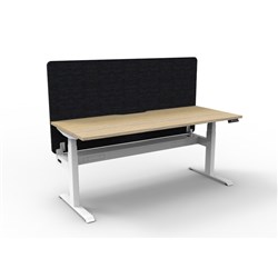 Rapidline Boost+ Workstation + Black Eco Screen + Cable Tray 1500Wx750Dx620-1270mmH Oak/Wht