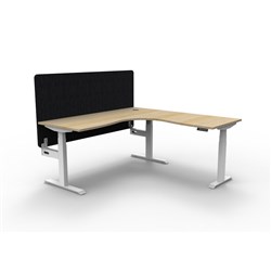 Rapidline Boost+ Corner Workstation + Black Eco Screen 1800/1500W Oak/White