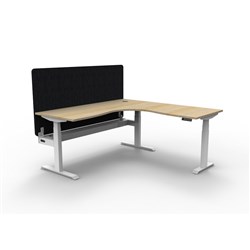 Rapidline Boost+ Corner Workstation + Black Eco Screen + Tray 1800/1800W Oak/White