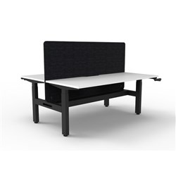 Rapidline Boost Manual Height Adjust B2B Workstation Blk Eco Screen+Tray 2 Person 1800W W/B