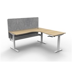 Rapidline Boost Manual Adjust Corner Workstation Grey Eco Screen +Tray 1800/1500W Oak/Wh