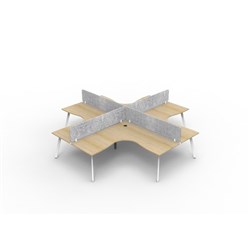 Rapidline Eternity Corner POD Workstation 4 Person Grey Eco Screen 3000W x 3000mmD Oak/Wht