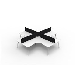 Rapidline Eternity Corner POD Workstation 4 Person Black Eco Screen 3000W x 3000mmD Wht/Wht