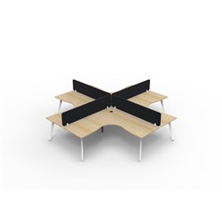 Rapidline Eternity Corner POD Workstation 4 Person Black Eco Screen 3600Wx3000mmD Oak/White