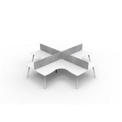 Rapidline Eternity Corner POD Workstation 4 Person Grey Eco Screen 3600Wx3000mmD White/Wht