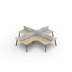 Rapidline Eternity Corner POD Workstation 4 Person Grey Eco Screen 3600Wx3600mmD Oak/Black