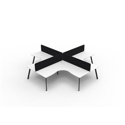 Rapidline Eternity Corner POD Workstation 4 Person Black Eco Screen 3600Wx3600mmD White/Blk