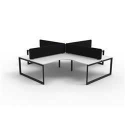 Rapidline Deluxe Infinity Loop Leg Corner Workstation Blk Eco Screen 4 Ppl 3600/3000mmW W/B