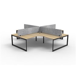 Rapidline Deluxe Infinity Loop Leg Corner Workstation Gry Eco Screen 4 Ppl 3600/3600mmW O/B