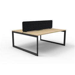 Rapidline Deluxe Infinity Desk Loop Leg Double Sided Blk Eco Screen 2 Person 1200mmW Oak/Bl