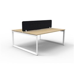 Rapidline Deluxe Infinity Desk Loop Leg Double Sided Blk Eco Screen 2 Person 1500mmW Oak/Wh