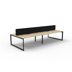 Rapidline Deluxe Infinity Desk Loop Leg Double Sided Blk Eco Screen 4 Person 3600mmW Oak/Bl