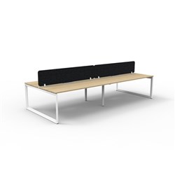 Rapidline Deluxe Infinity Desk Loop Leg Double Sided Blk Eco Screen 4 Person 3600mmW Oak/Wh