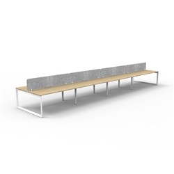 Rapidline Deluxe Infinity Desk Loop Leg Double Sided Grey Eco Screen 8 Person 6000mmW Oak/Wh
