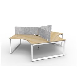 Rapidline Deluxe Infinity 120 Degree Desk Loop Leg Gry Eco Screen 3 Ppl 2866mmW Oak/Wh