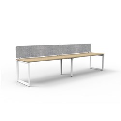 Rapidline Deluxe Infinity Desk Loop Leg Single Sided Grey Eco Screen 2 Person 3600mmW Oak/Wh