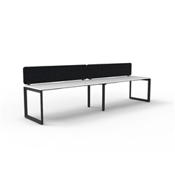Rapidline Deluxe Infinity Desk Loop Leg Single Sided Blk Eco Screen 2 Person 3600mmW Wht/Bl