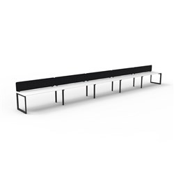 Rapidline Deluxe Infinity Desk Loop Leg Single Sided Blk Eco Screen 5 Person 7500mmW Wht/Bl