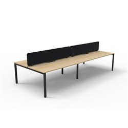 Rapidline Deluxe Infinity Desk Profile Leg Double Sided Black Eco Screen 4 Ppl 3600mmW Oak/B