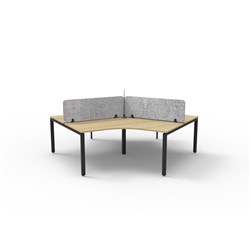 Rapidline Deluxe Infinity 120 Degree Desk Profile Leg Grey Eco Screen 3 Ppl 2866mmW Oak/B