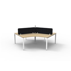 Rapidline Deluxe Infinity 120 Degree Desk Profile Leg Black Eco Screen 3 Ppl 2866mmW Oak/W