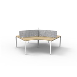 Rapidline Deluxe Infinity 120 Degree Desk Profile Leg Grey Eco Screen 3 Ppl 2866mmW Oak/W