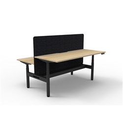 Rapidline HALO+ Back to Back Workstation Black Eco Screen + Tray 2 Person 1200mmW Oak/Blk