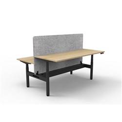 Rapidline HALO+ Back to Back Workstation Grey Eco Screen + Tray 2 Person 1200mmW Oak/Blk