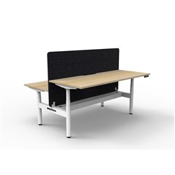 Rapidline HALO+ Back to Back Workstation Black Eco Screen + Tray 2 Person 1200mmW Oak/Wht