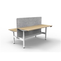 Rapidline HALO+ Back to Back Workstation Grey Eco Screen + Tray 2 Person 1800mmW Oak/Wht