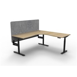 Rapidline HALO+ Corner Workstation Grey Eco Screen 1800/1800W x 1270mmH Oak/Black