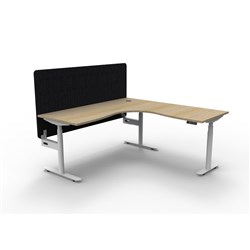 Rapidline HALO+ Corner Workstation Black Eco Screen 1800/1800W x 1270mmH Oak/White