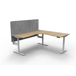 Rapidline HALO+ Corner Workstation Grey Eco Screen 1800/1800W x 1270mmH Oak/White